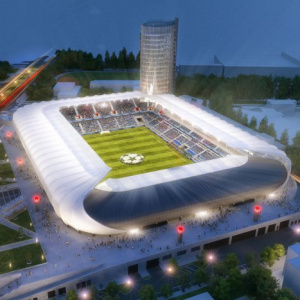 Ako sa volá výrazný komplex, oproti ktorému práve vyrastá Národný futbalový štadión?